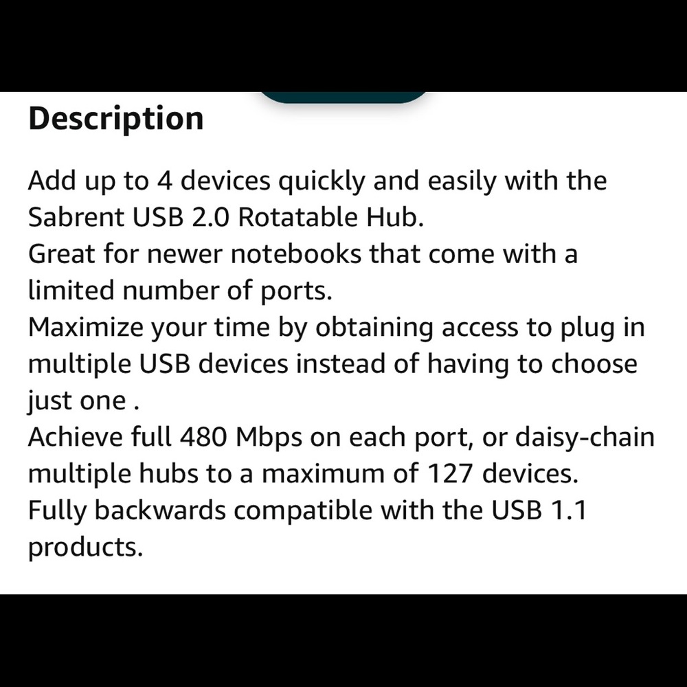Sabrent 4-Port USB 2.0 Rotatable Hub - Picture 11 of 12